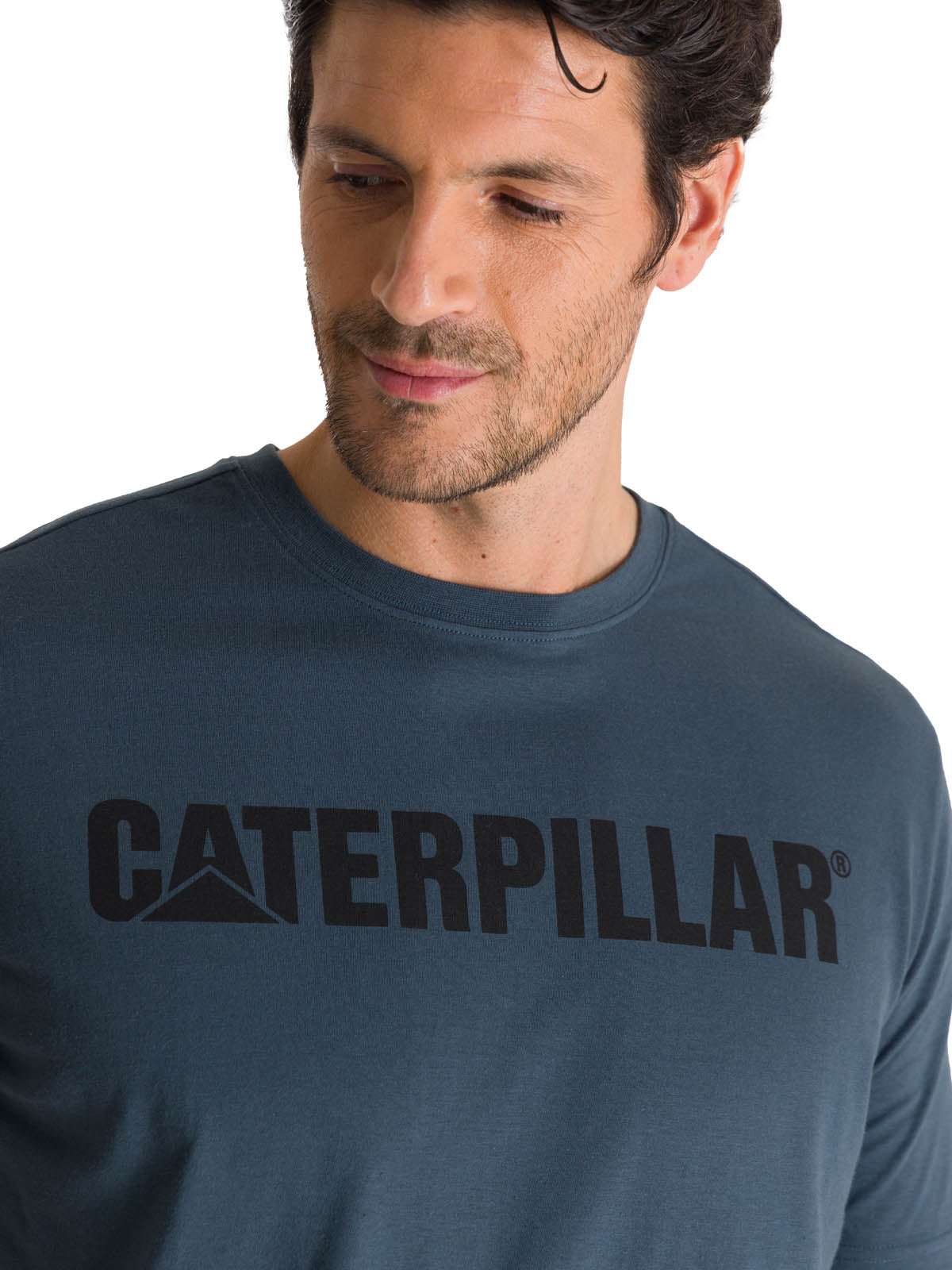Camiseta Caterpillar Logo Tee Para Hombre Color Azul-4
