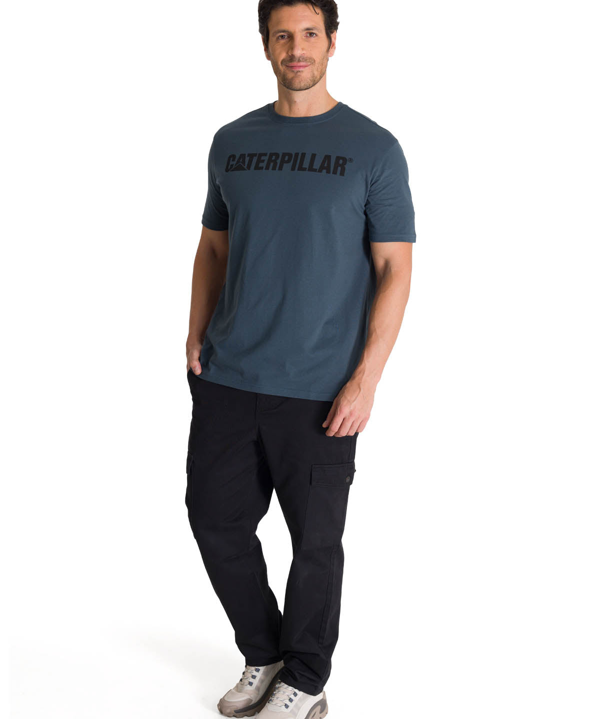Camiseta Caterpillar Logo Tee Para Hombre Color Azul-5