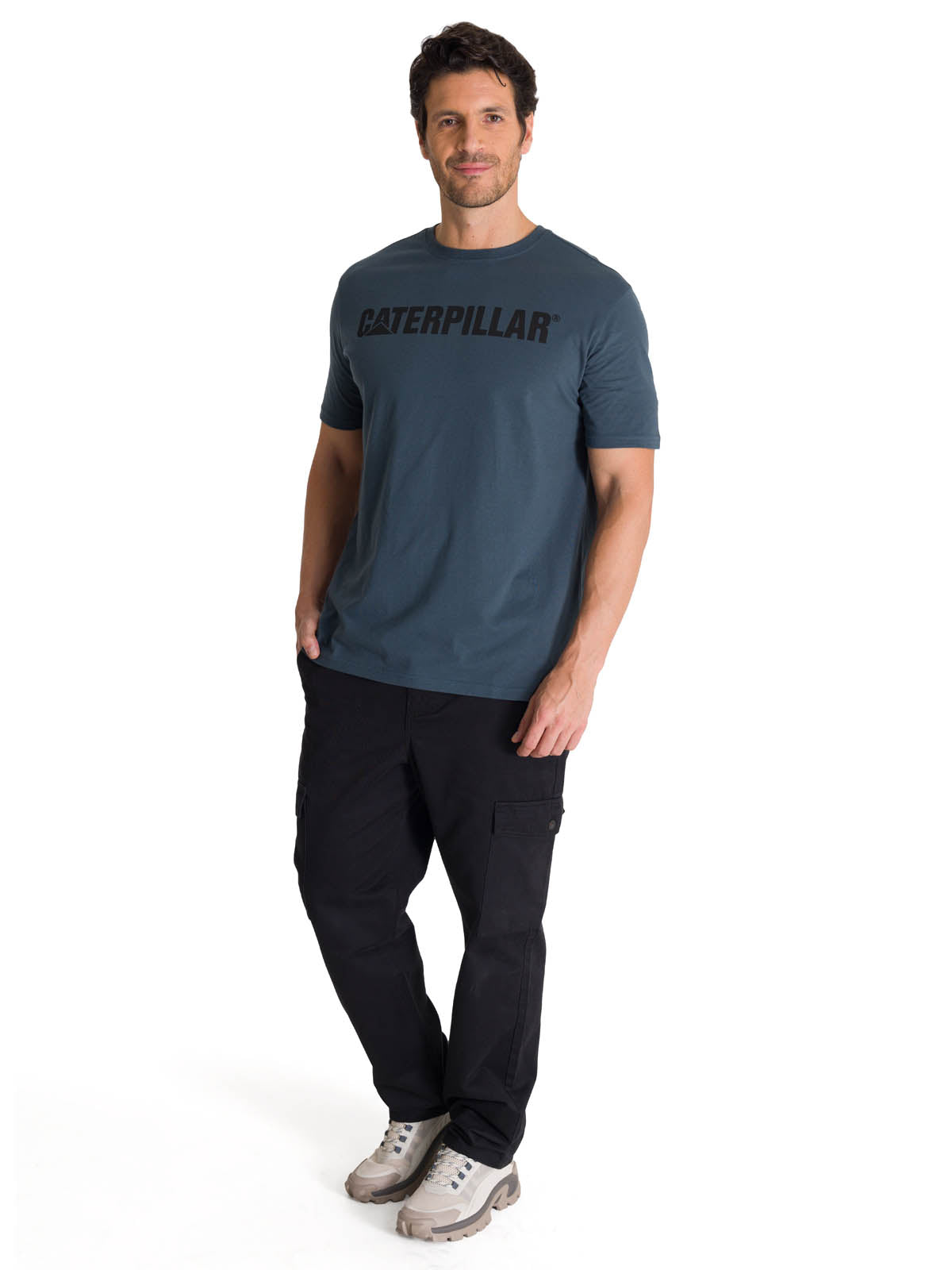 Camiseta Caterpillar Logo Tee Para Hombre Color Azul-5
