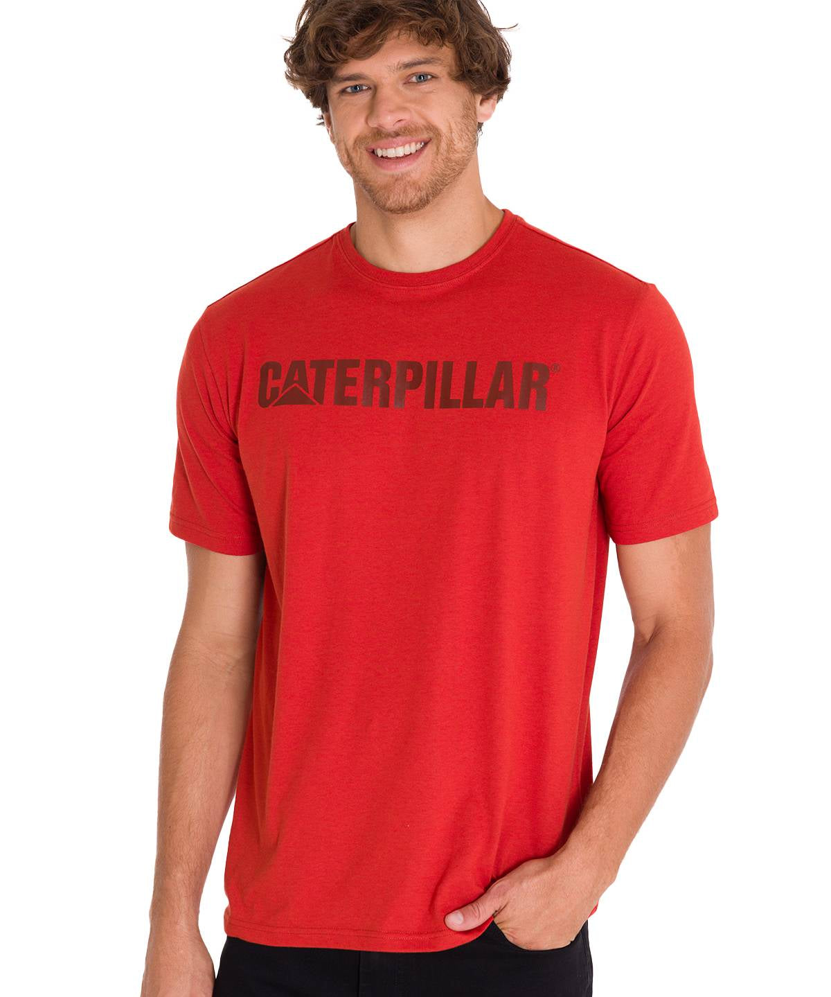 Camiseta Caterpillar Logo Tee Para Hombre Color Rojo-1