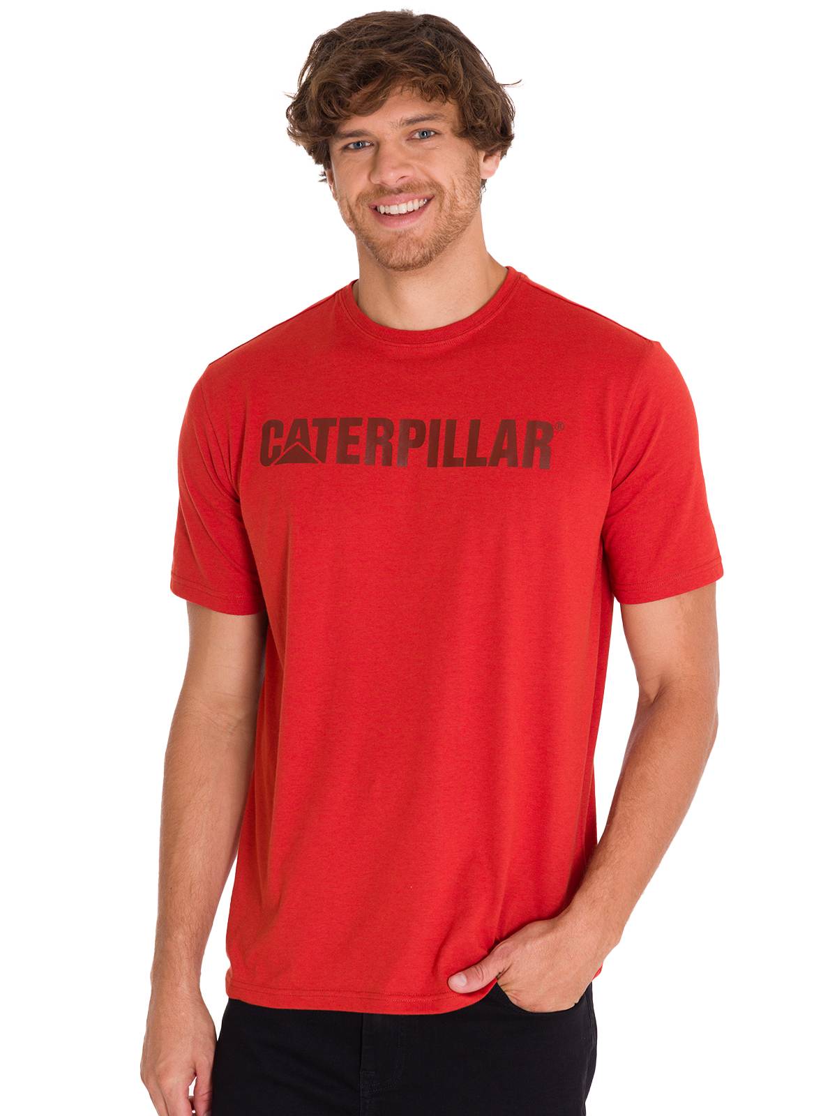 Camiseta Caterpillar Logo Tee Para Hombre Color Rojo-1