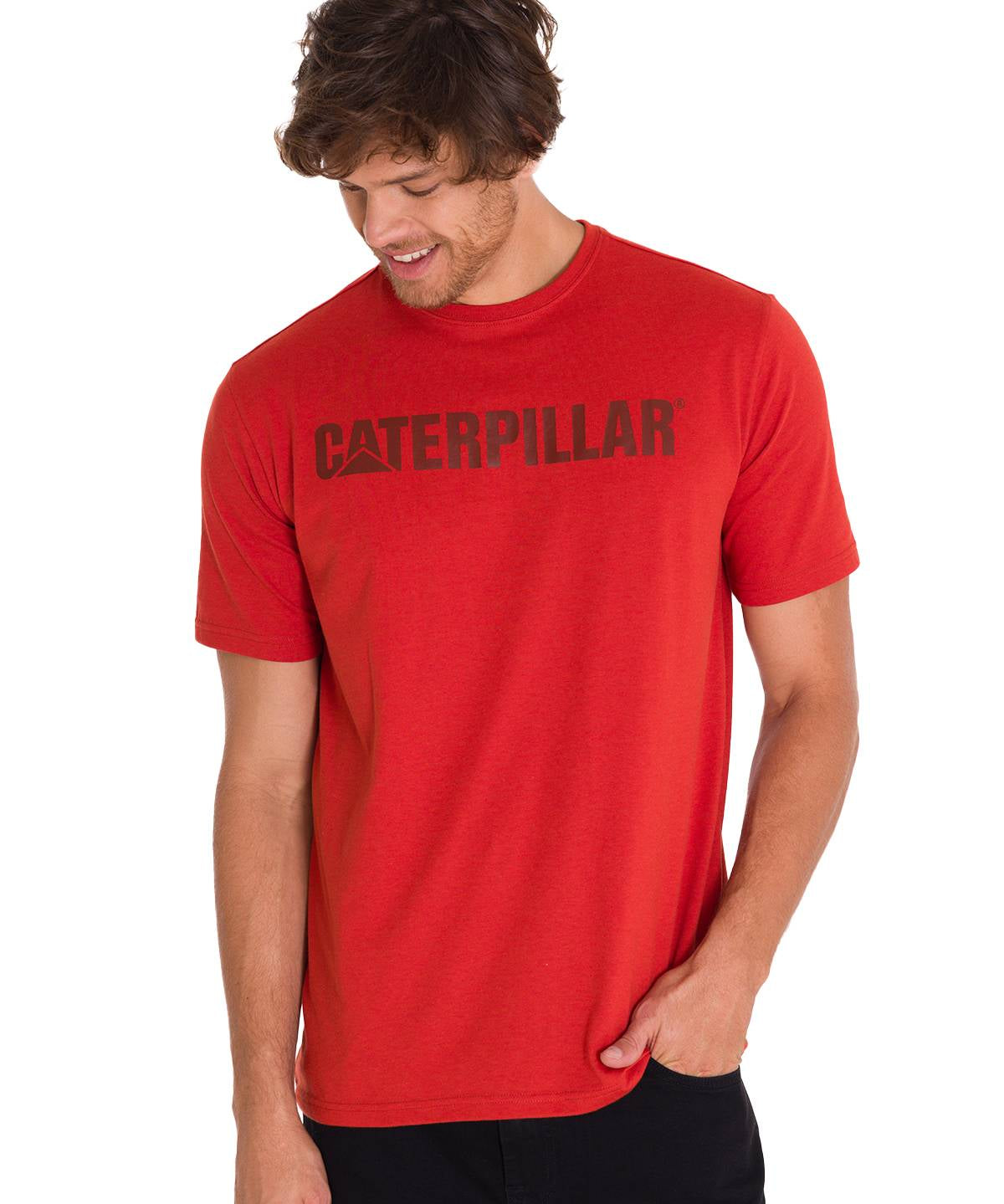 Camiseta Caterpillar Logo Tee Para Hombre Color Rojo-2