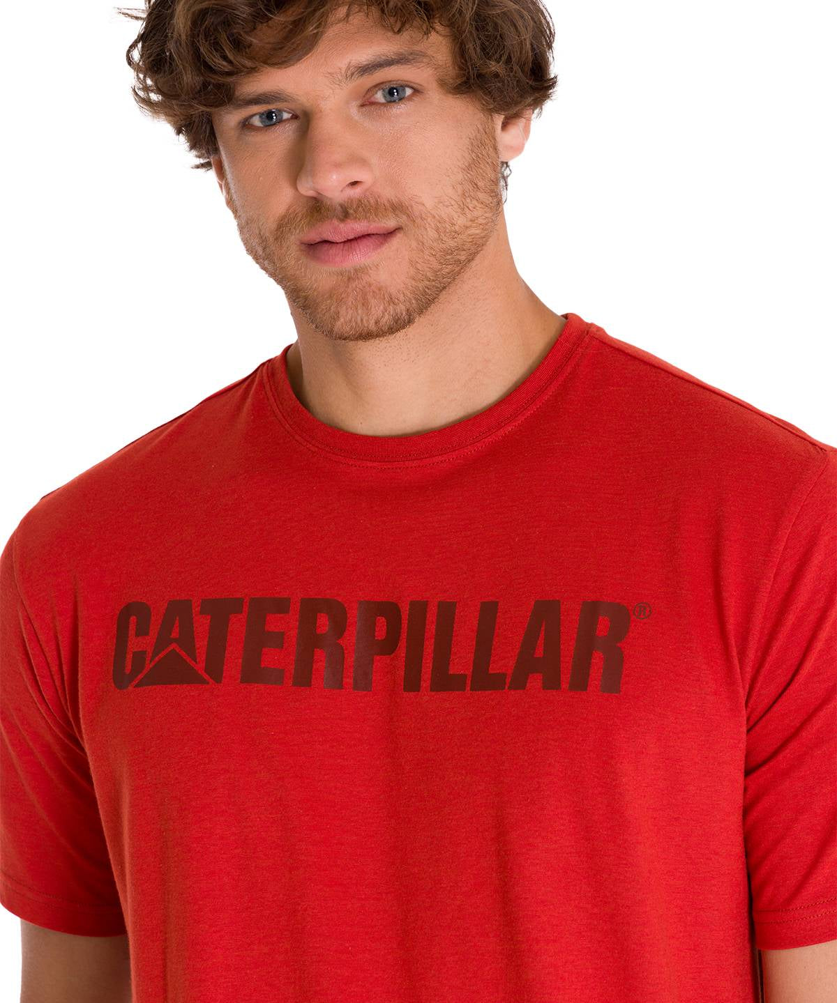 Camiseta Caterpillar Logo Tee Para Hombre Color Rojo-4