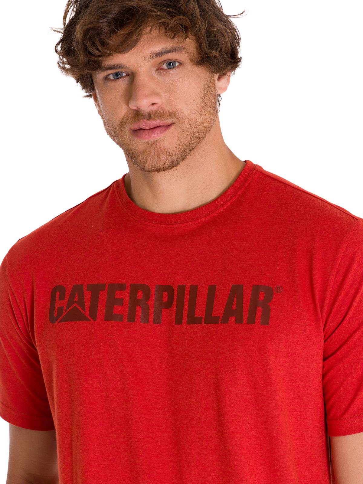 Camiseta Caterpillar Logo Tee Para Hombre Color Rojo-4
