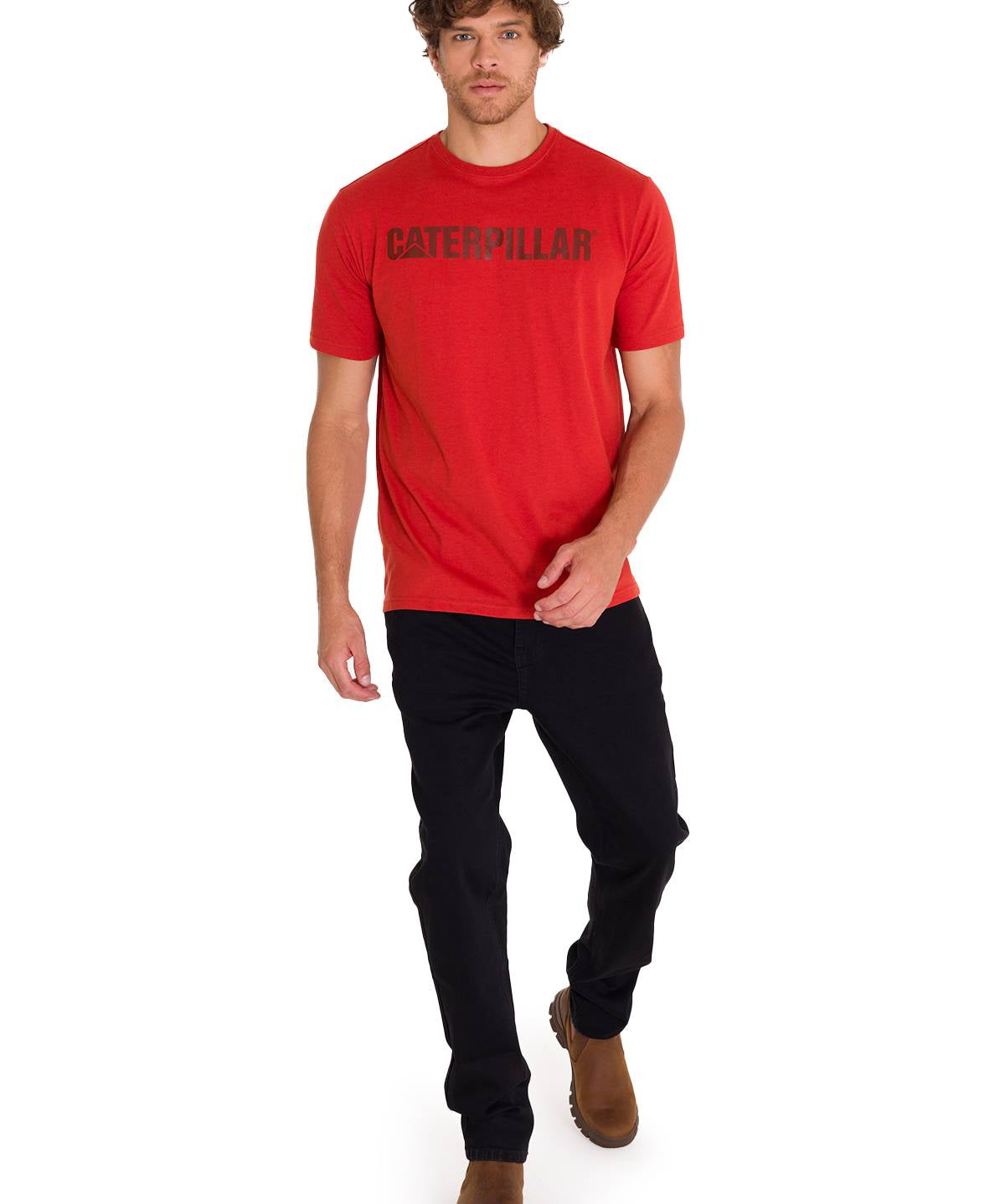 Camiseta Caterpillar Logo Tee Para Hombre Color Rojo-5