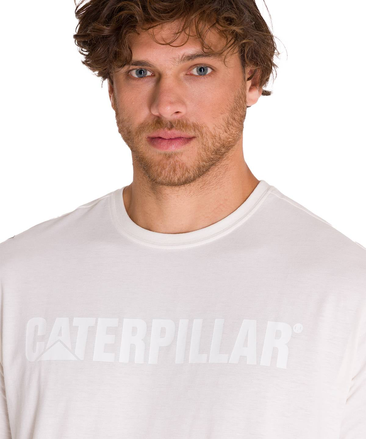 Camiseta Caterpillar Logo Tee Para Hombre Color Blanco-4