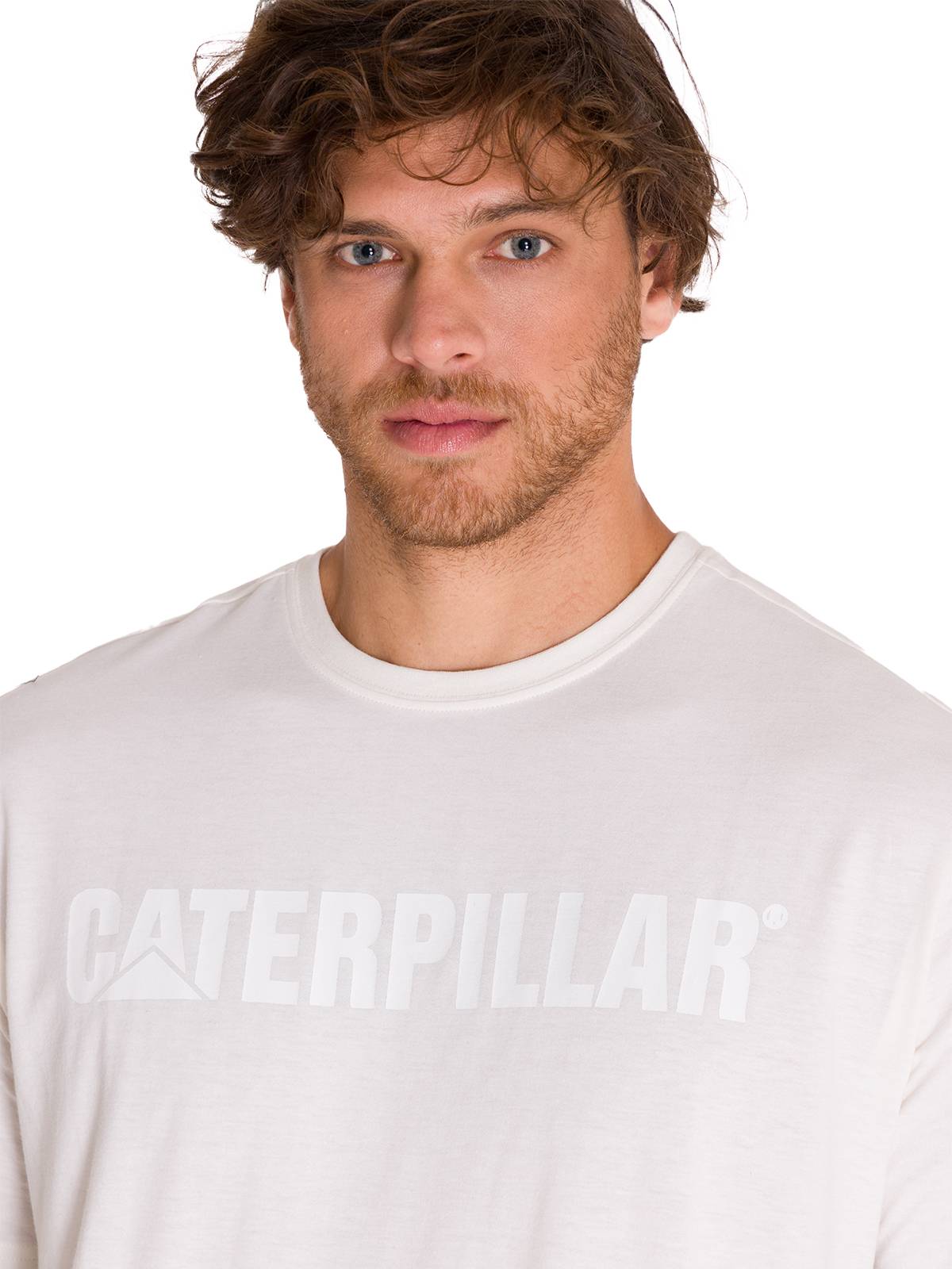 Camiseta Caterpillar Logo Tee Para Hombre Color Blanco-4