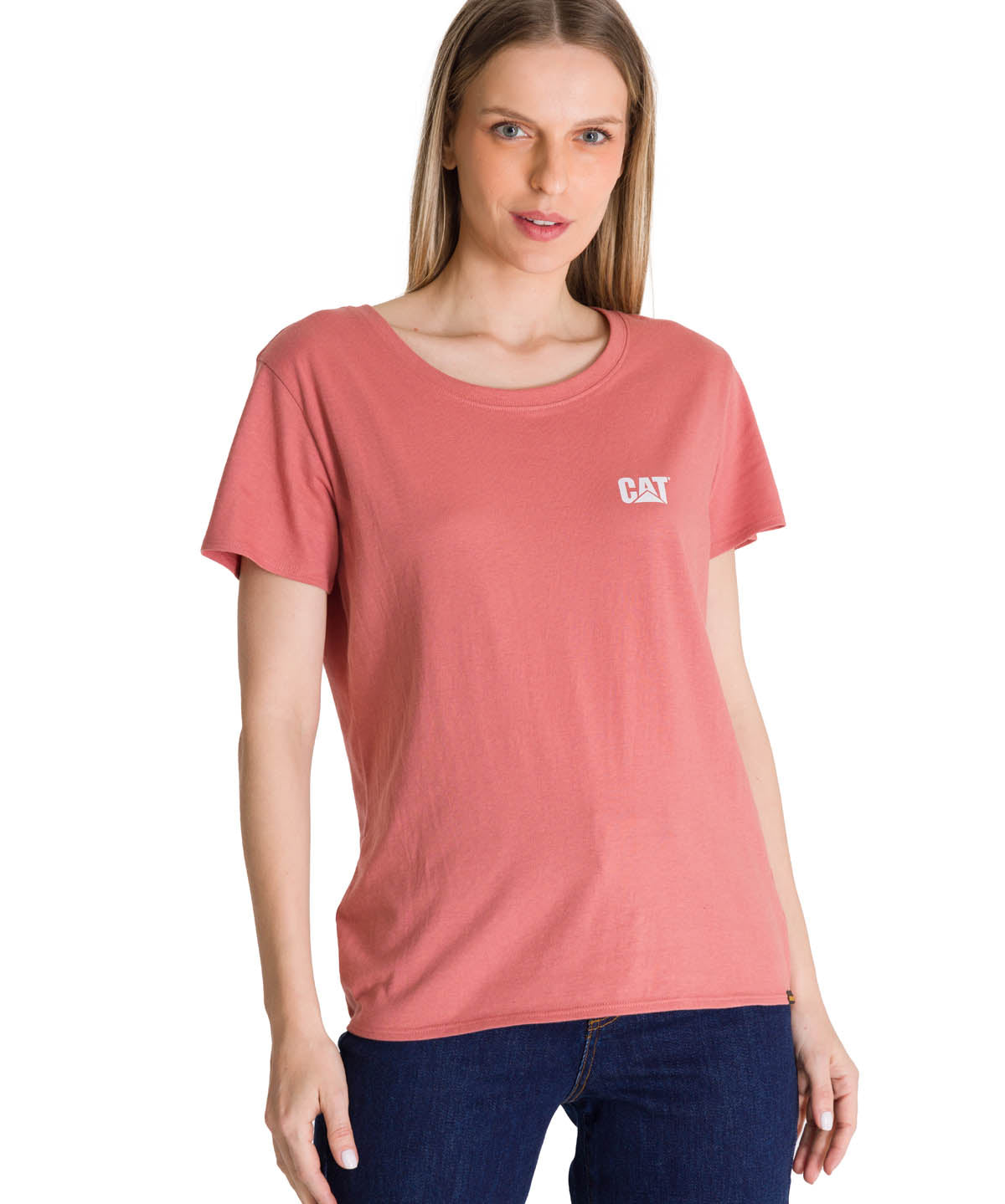 Camiseta Cat Logo Tee Para Mujer Color Rosado-1