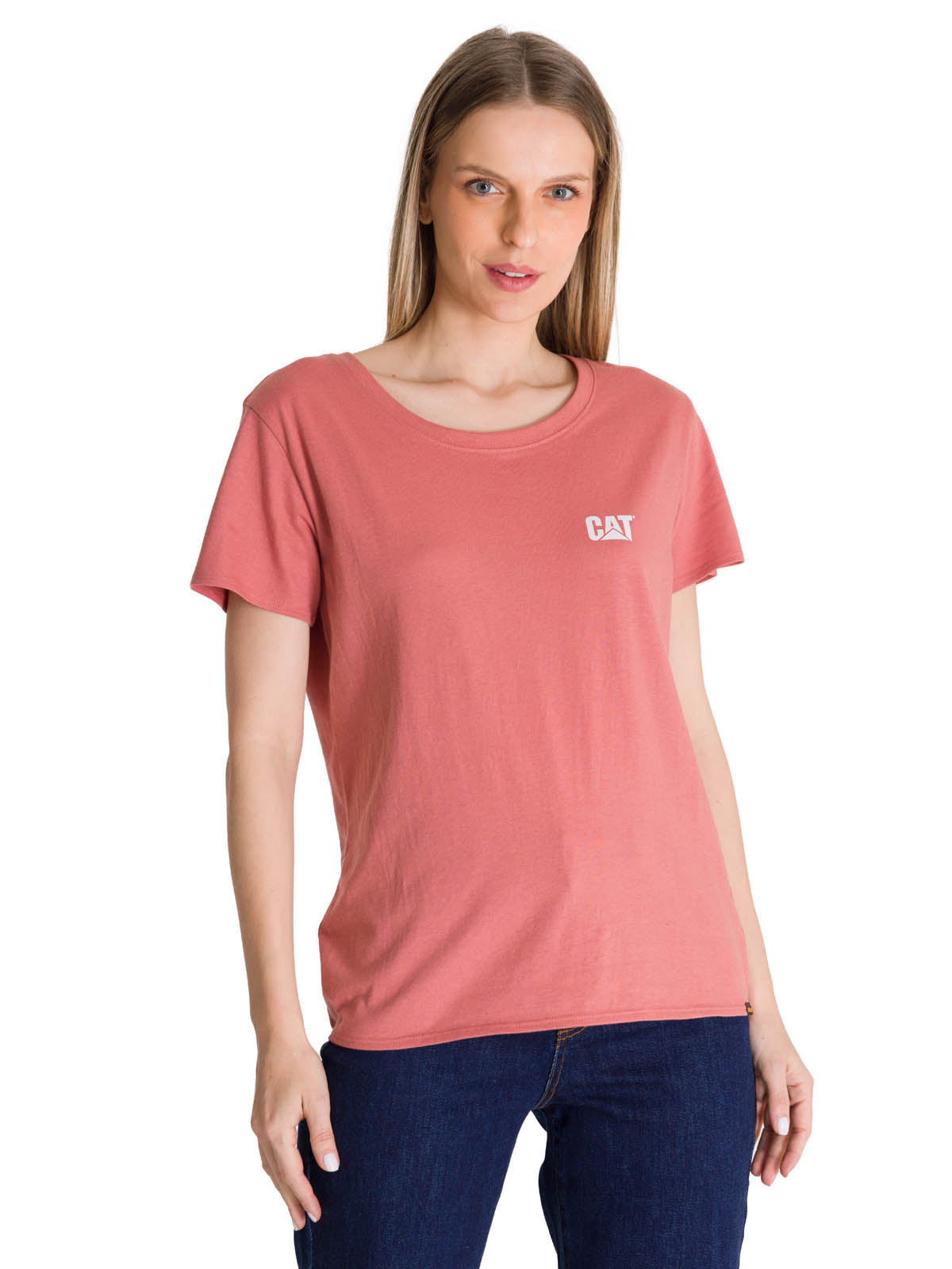 Camiseta Cat Logo Tee Para Mujer Color Rosado-1
