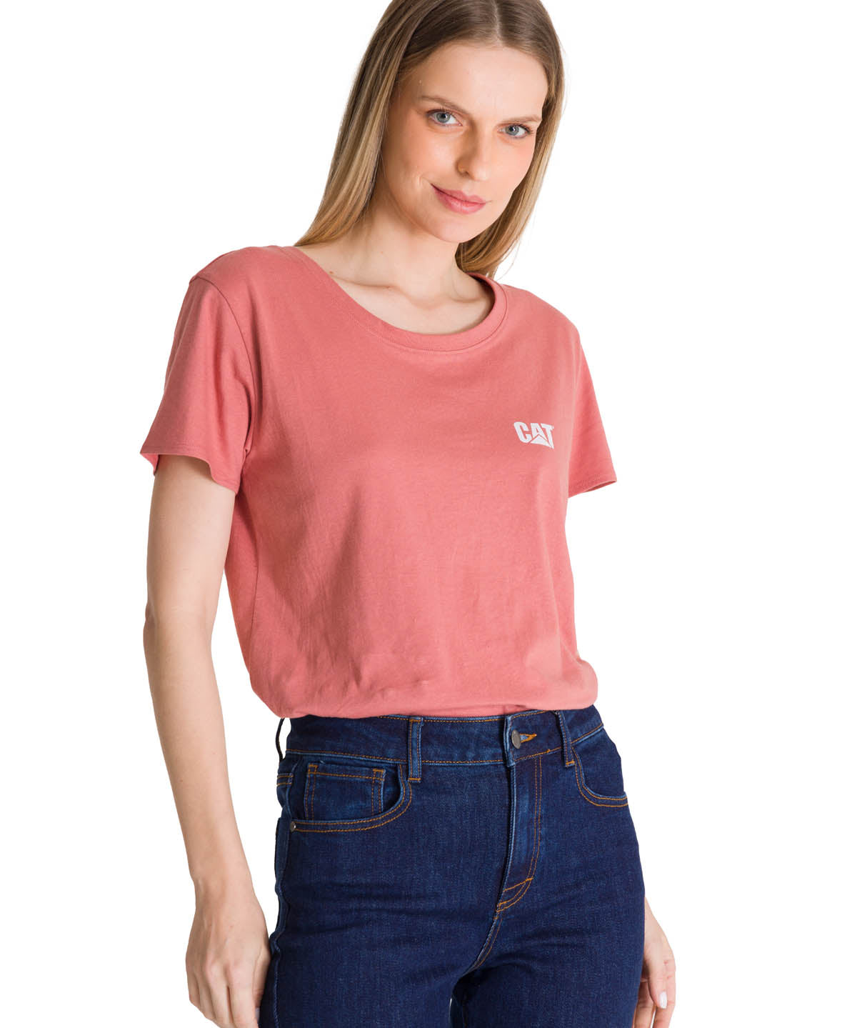 Camiseta Cat Logo Tee Para Mujer Color Rosado-2