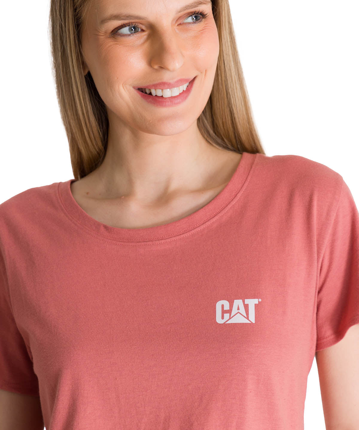 Camiseta Cat Logo Tee Para Mujer Color Rosado-5