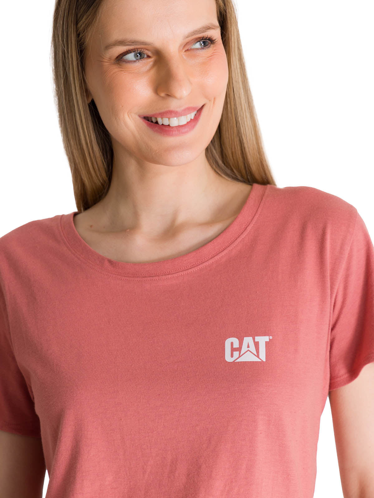 Camiseta Cat Logo Tee Para Mujer Color Rosado-5