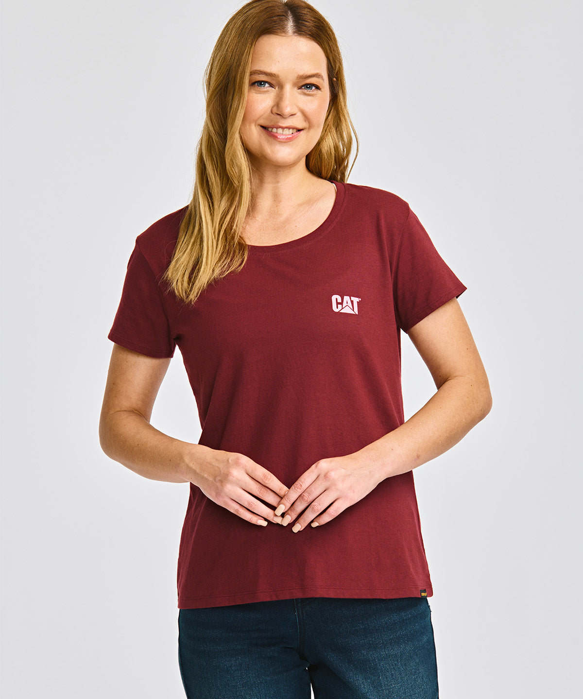 Camiseta Cat Logo Tee Para Mujer Color Rojo-2