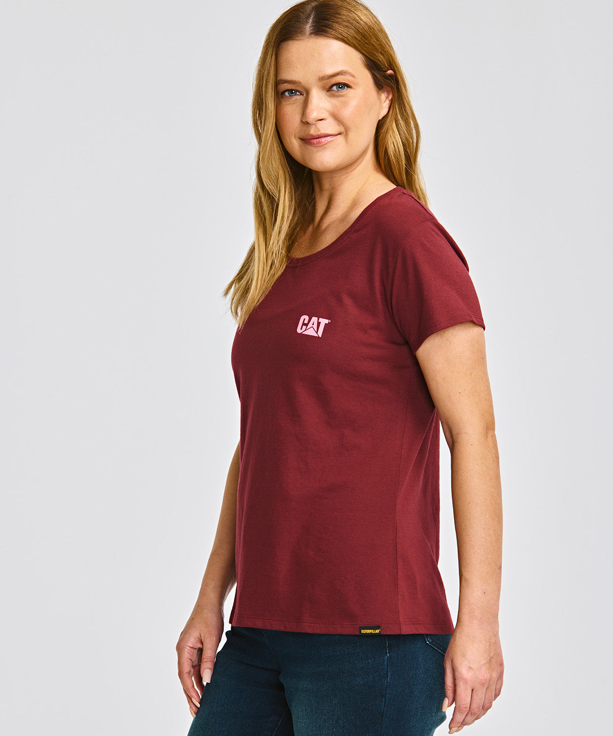 Camiseta Cat Logo Tee Para Mujer Color Rojo-3