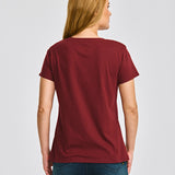 Camiseta Cat Logo Tee Para Mujer Color Rojo-4