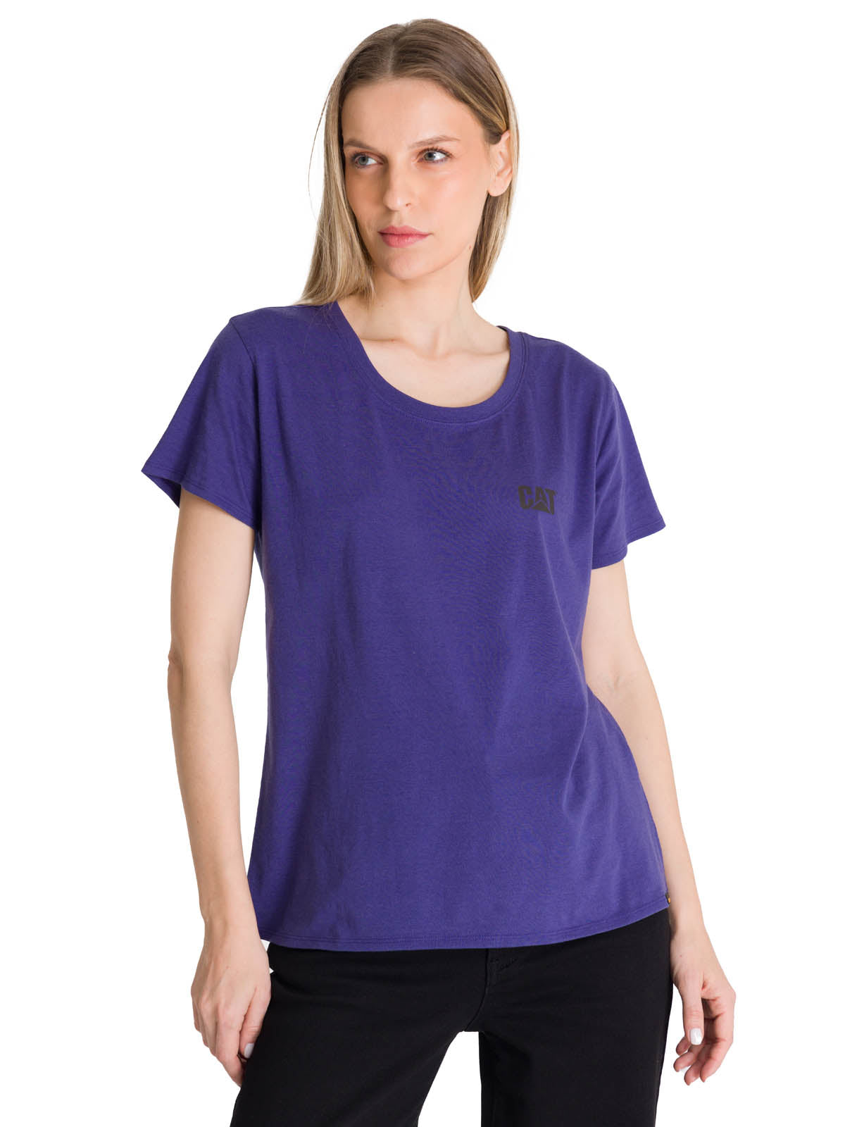 Camiseta Cat Logo Tee Para Mujer Color Negro-1