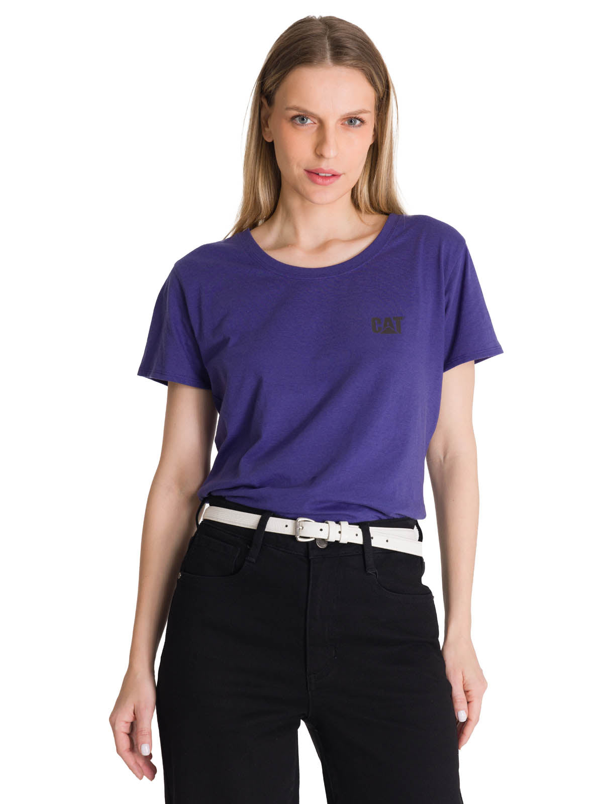 Camiseta Cat Logo Tee Para Mujer Color Negro-2