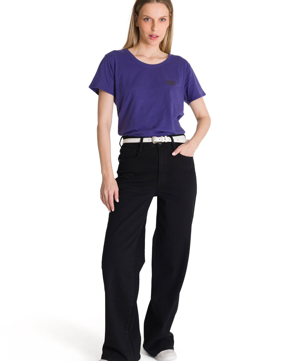 Camiseta Cat Logo Tee Para Mujer Color Negro-5