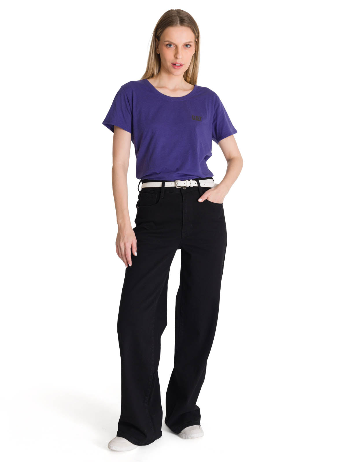 Camiseta Cat Logo Tee Para Mujer Color Negro-5