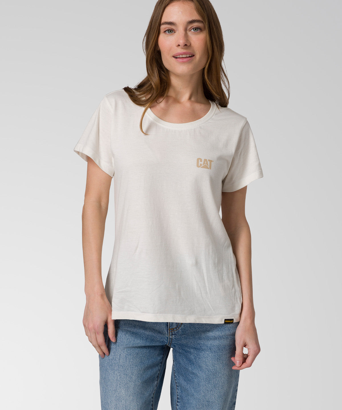 Camiseta Cat Logo Tee Para Mujer Color Blanco-1