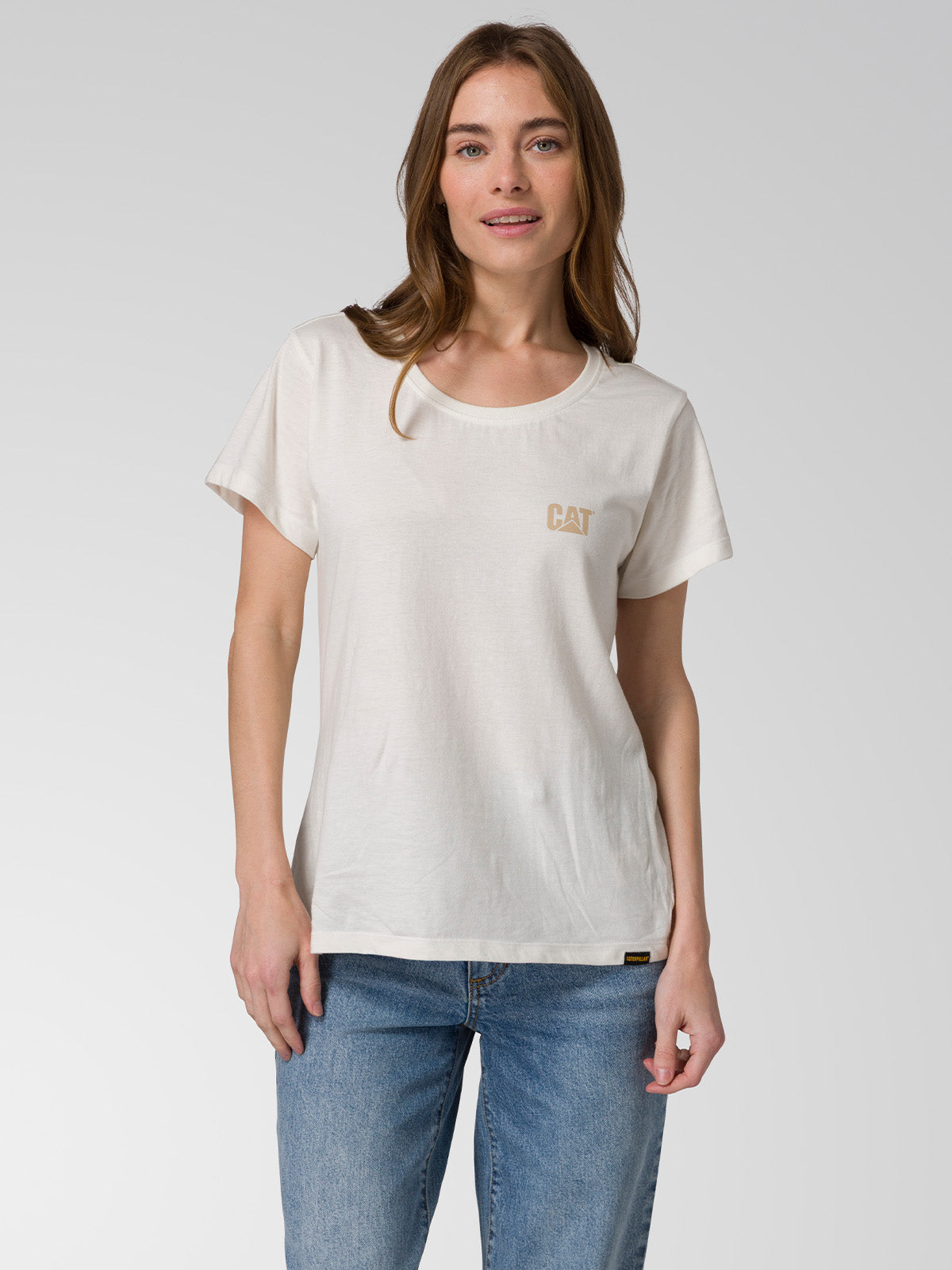 Camiseta Cat Logo Tee Para Mujer Color Blanco-1