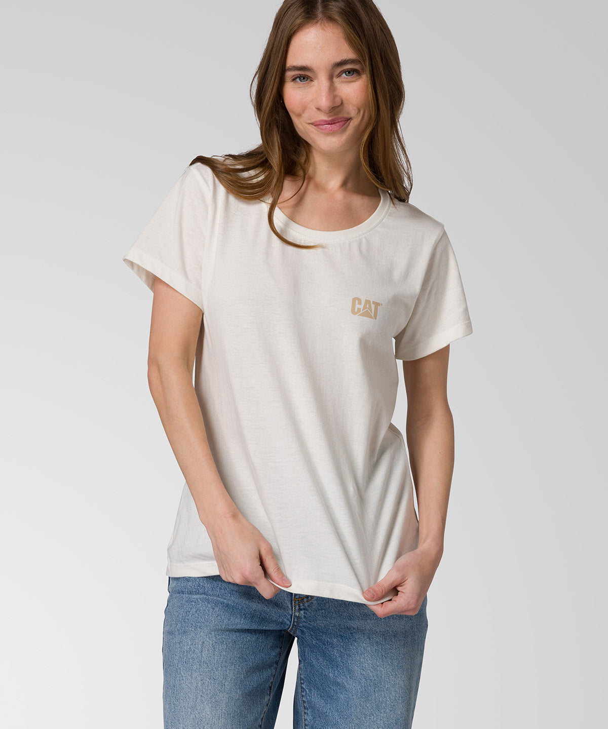 Camiseta Cat Logo Tee Para Mujer Color Blanco-2