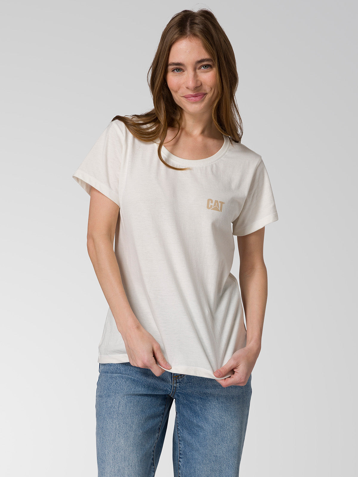 Camiseta Cat Logo Tee Para Mujer Color Blanco-2