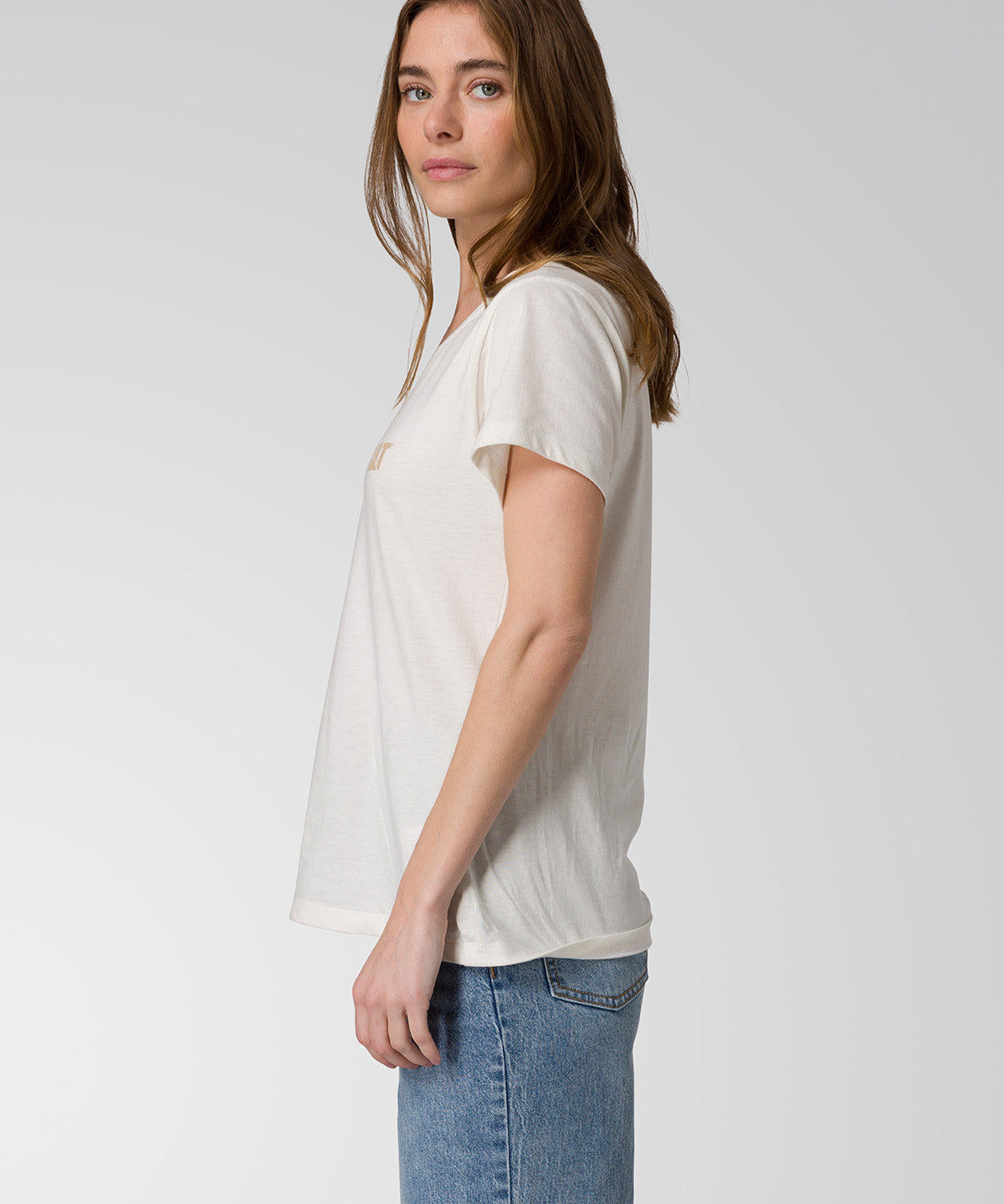 Camiseta Cat Logo Tee Para Mujer Color Blanco-4