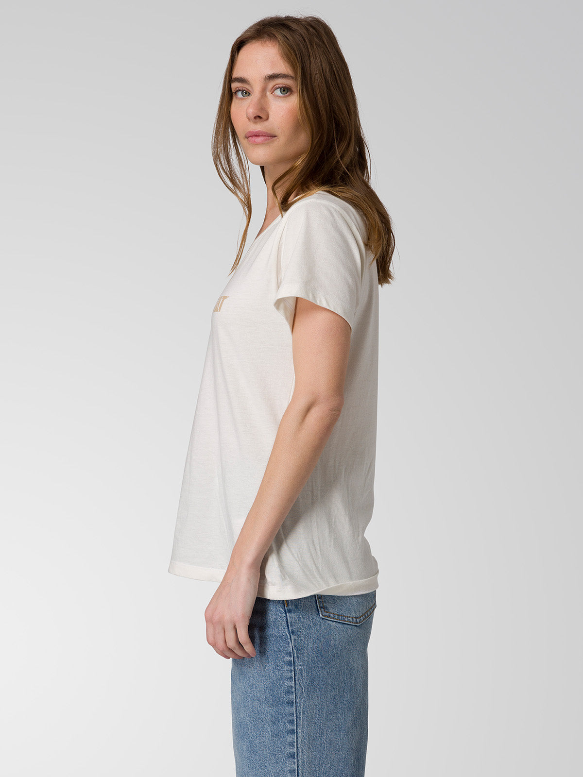 Camiseta Cat Logo Tee Para Mujer Color Blanco-4