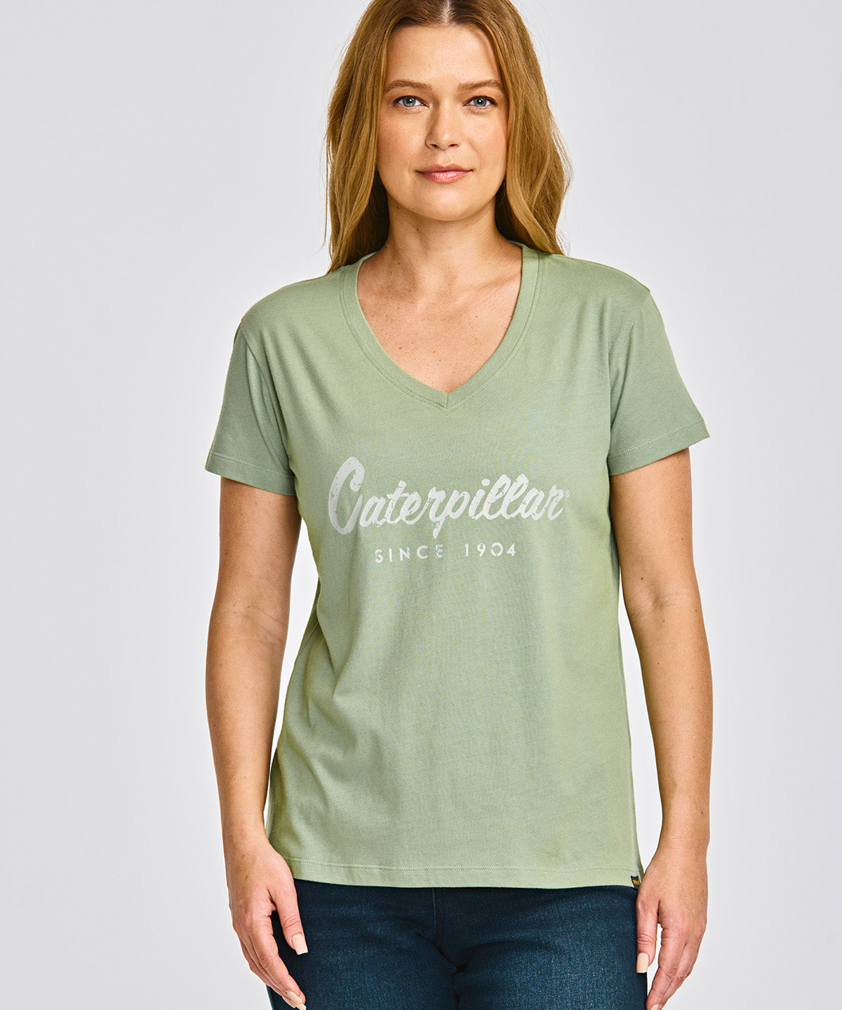 Camiseta Caterpillar Script V Para Mujer Color Verde-1