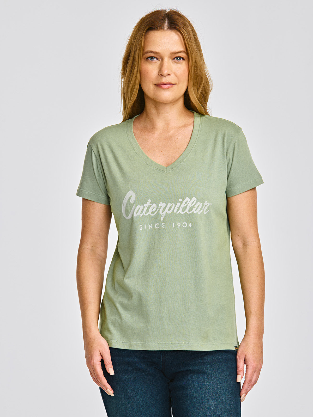 Camiseta Caterpillar Script V Para Mujer Color Verde-1