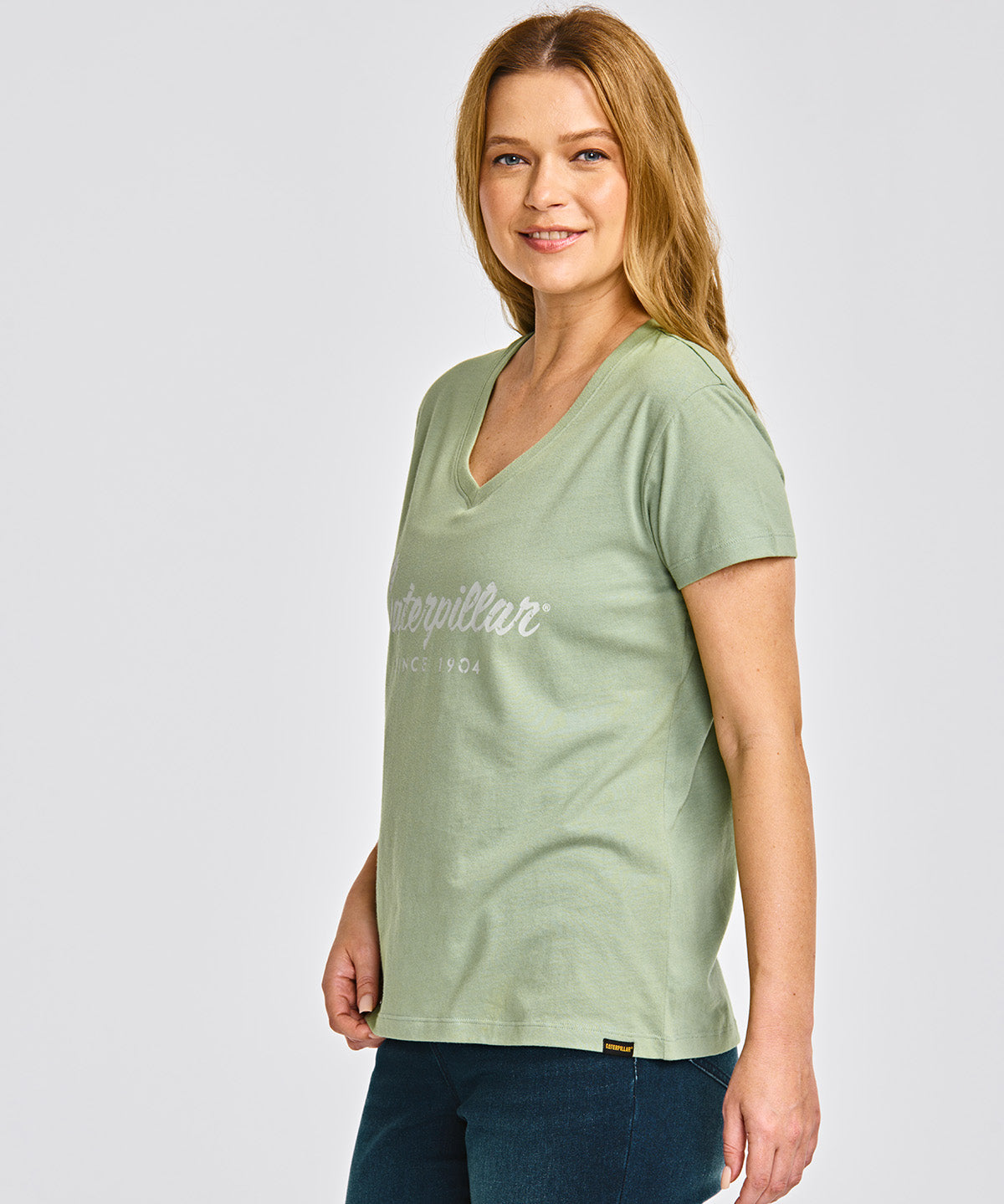 Camiseta Caterpillar Script V Para Mujer Color Verde-2
