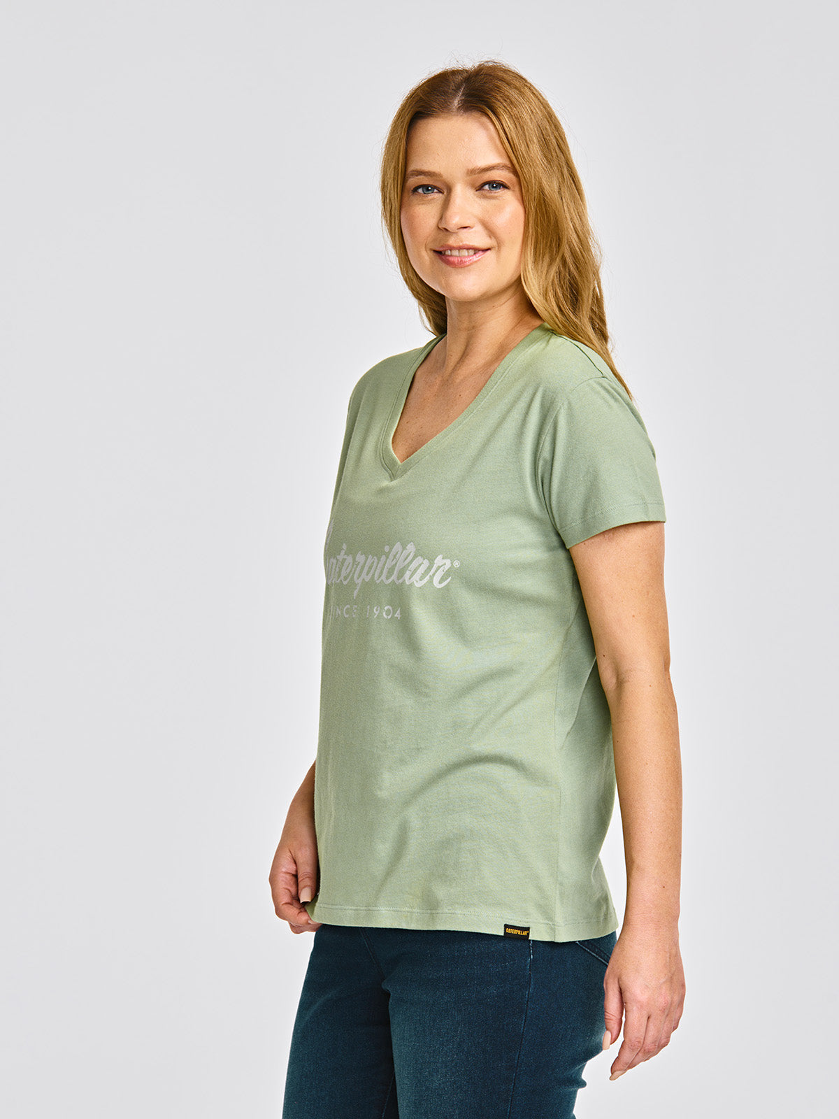 Camiseta Caterpillar Script V Para Mujer Color Verde-2