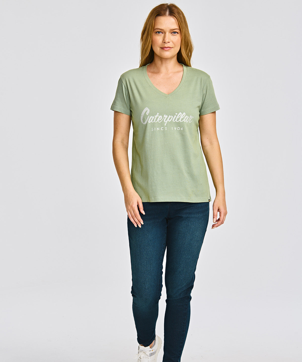 Camiseta Caterpillar Script V Para Mujer Color Verde-4