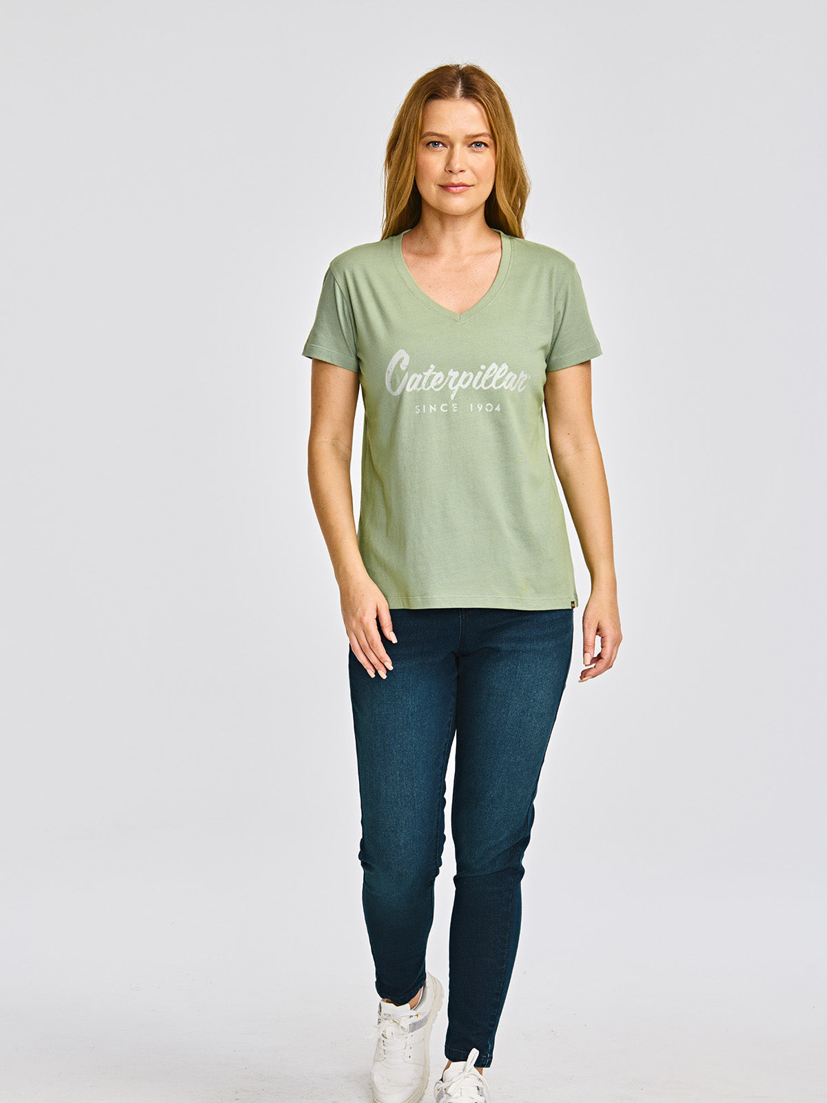 Camiseta Caterpillar Script V Para Mujer Color Verde-4