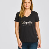 Camiseta Caterpillar Script V Para Mujer Color Negro-1