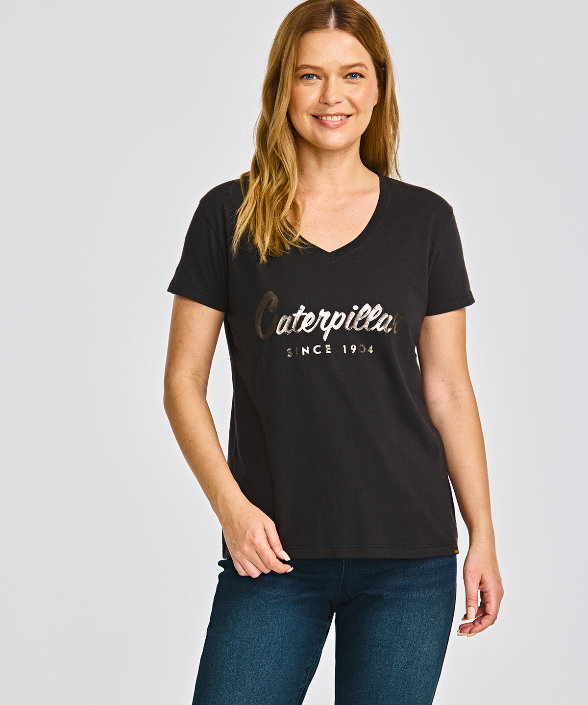 Camiseta Caterpillar Script V Para Mujer Color Negro-2