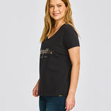 Camiseta Caterpillar Script V Para Mujer Color Negro-3