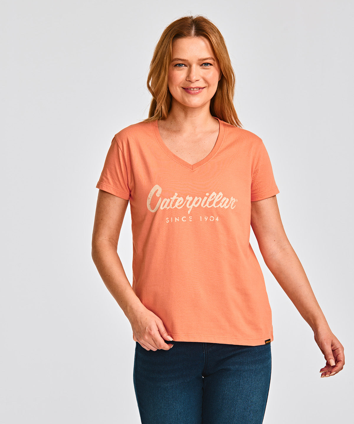 Camiseta Caterpillar Script V Para Mujer Color Naranja-1