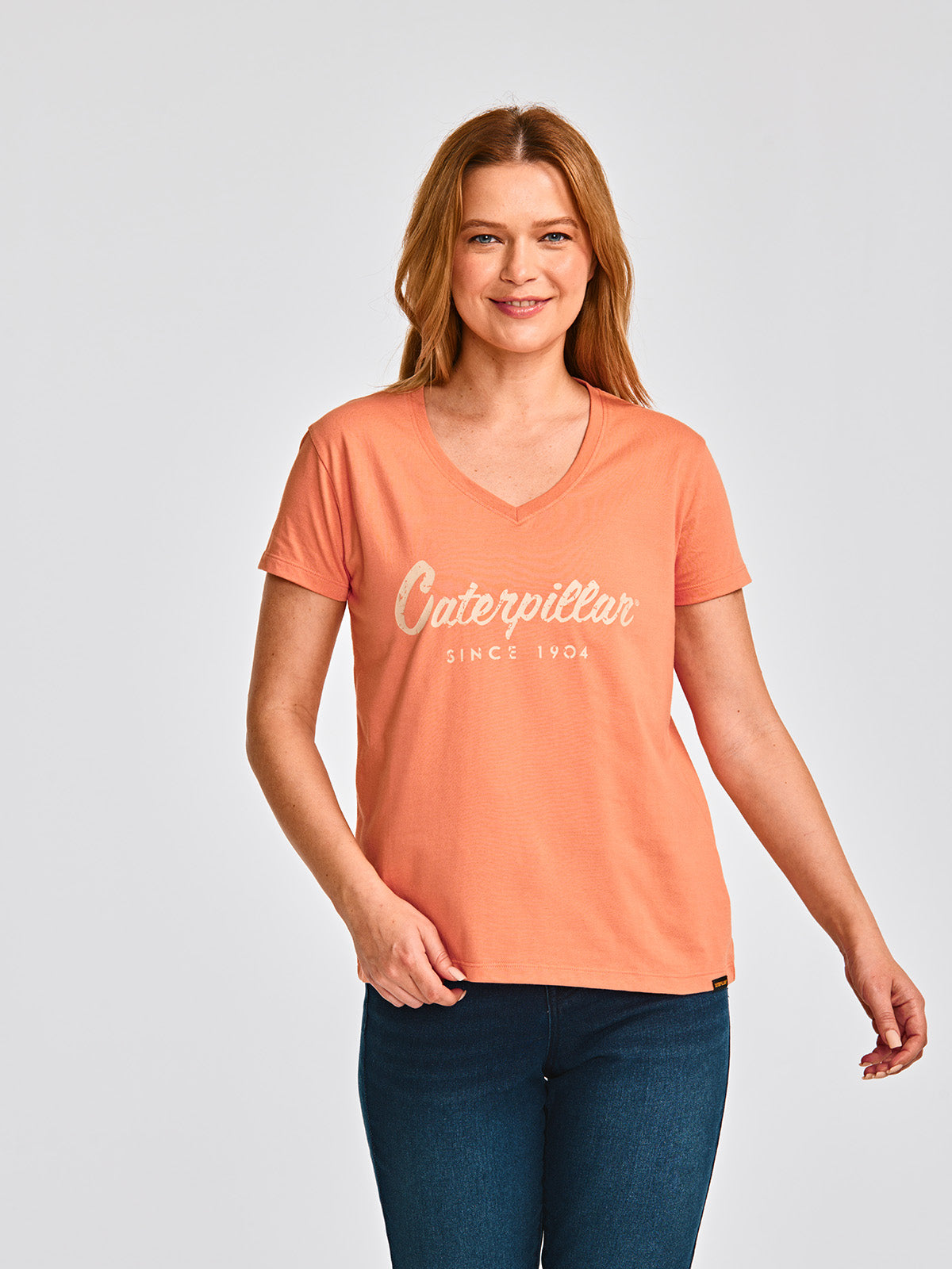 Camiseta Caterpillar Script V Para Mujer Color Naranja-1