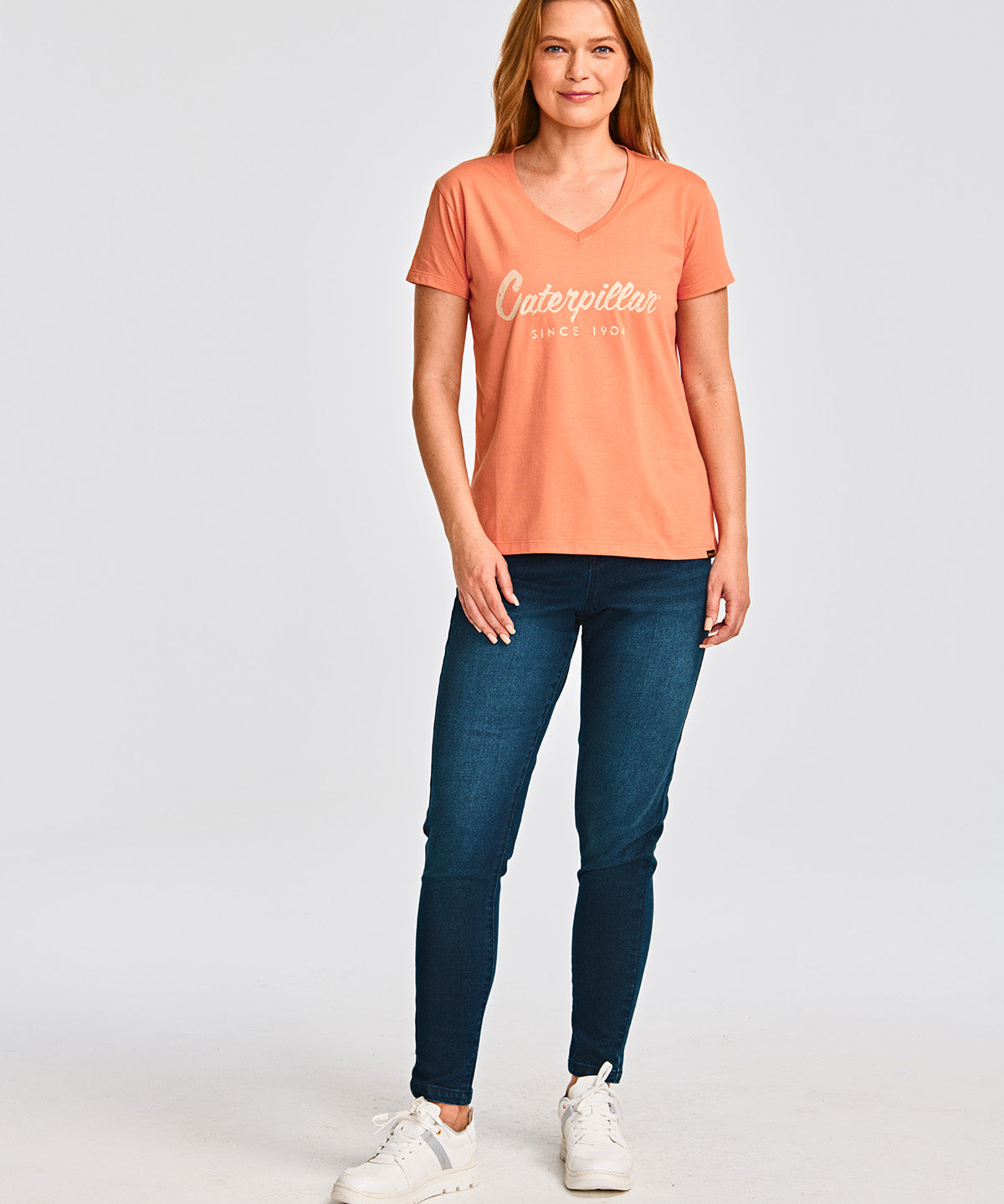 Camiseta Caterpillar Script V Para Mujer Color Naranja-4