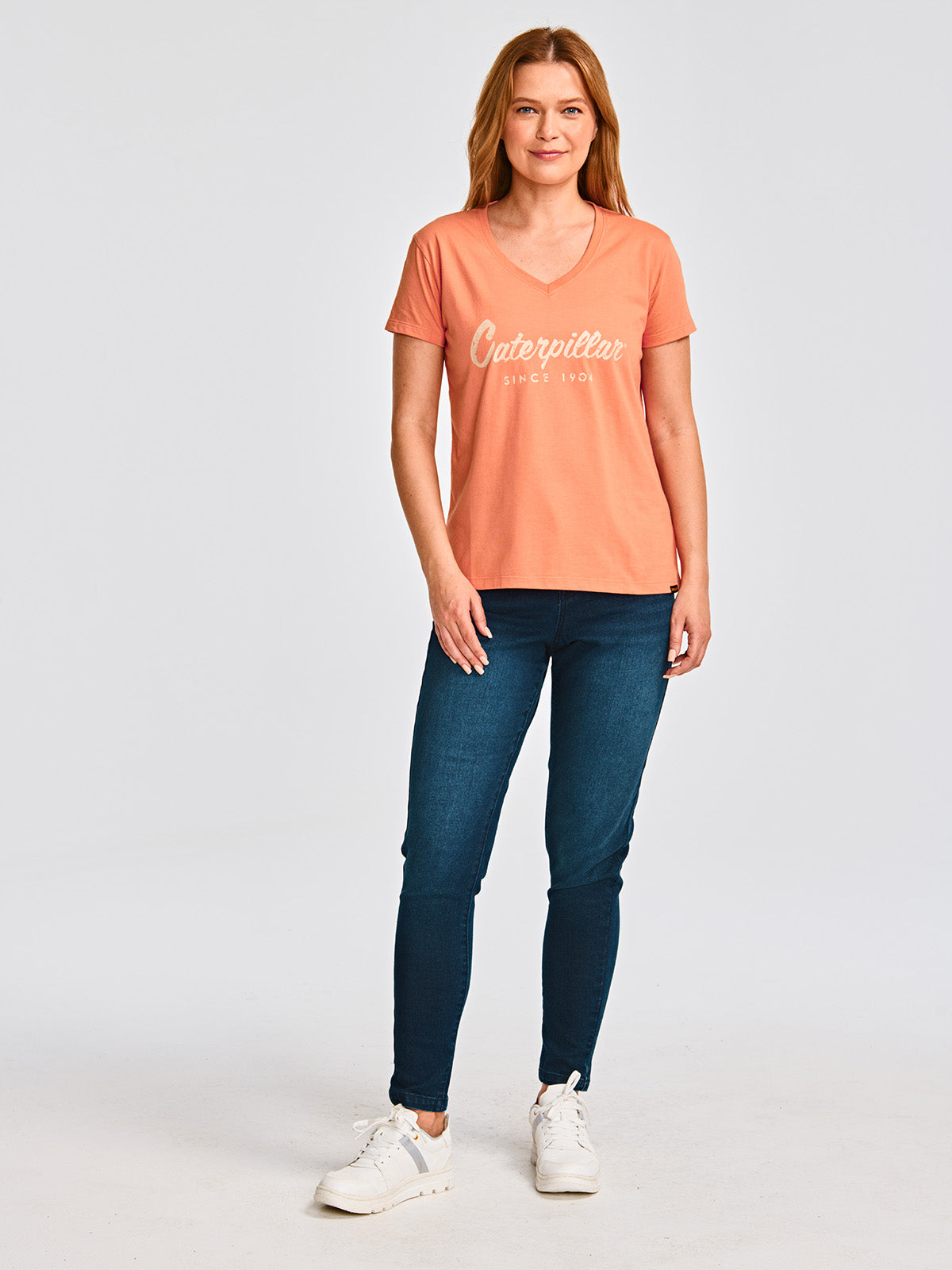 Camiseta Caterpillar Script V Para Mujer Color Naranja-4