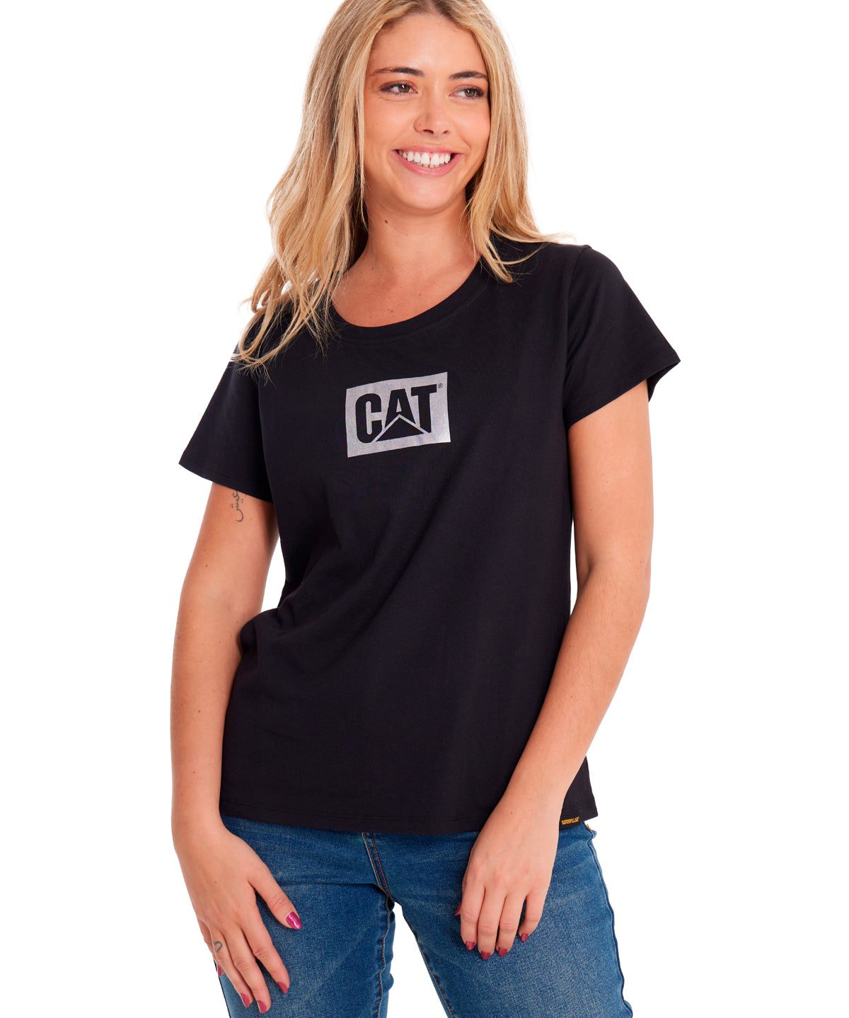Camiseta Metallic Cat Logo Te Para Mujer Color Negro-1