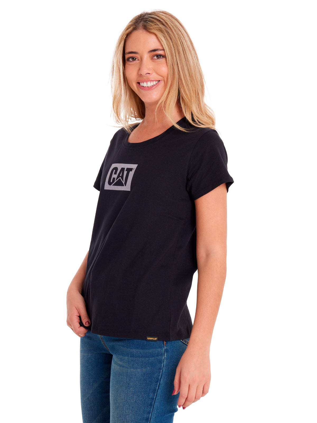 Camiseta Metallic Cat Logo Te Para Mujer Color Negro-2