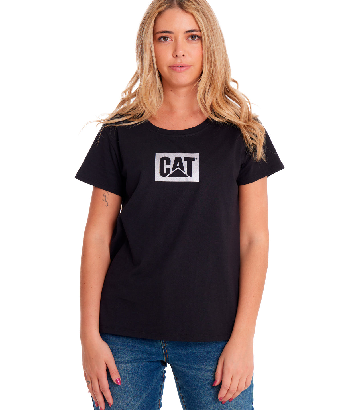 Camiseta Metallic Cat Logo Te Para Mujer Color Negro-4