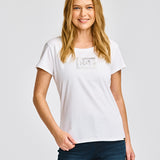 Camiseta Metallic Cat Logo Te Para Mujer Color Blanco-1