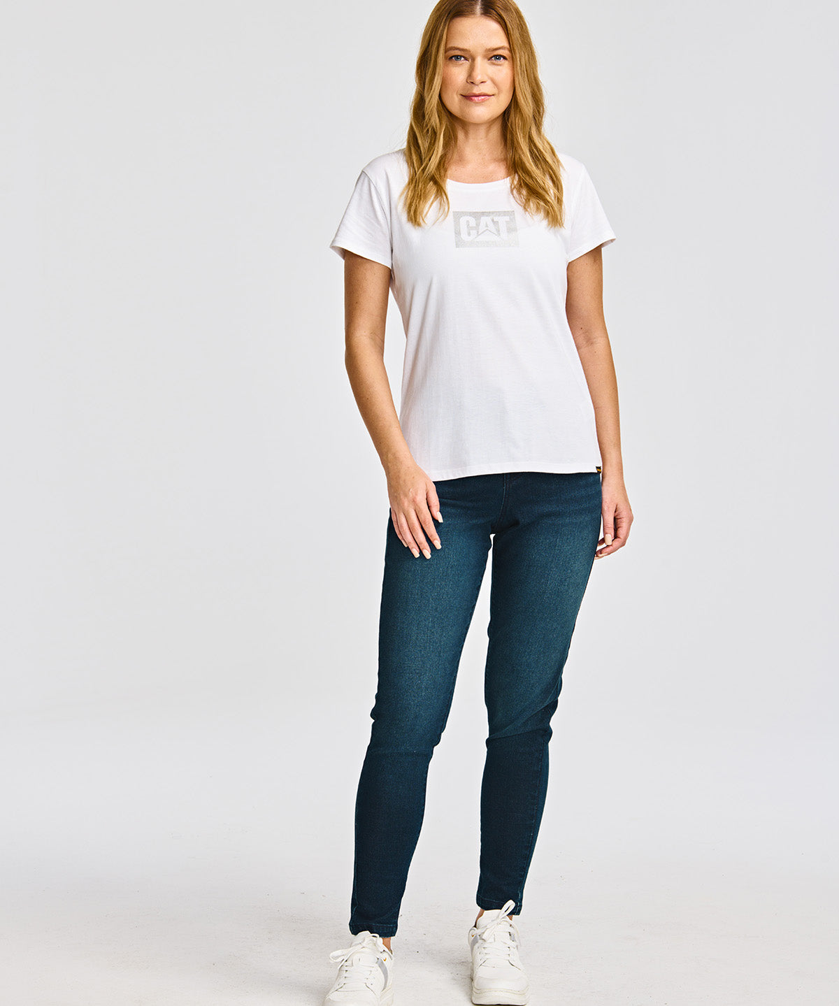 Camiseta Metallic Cat Logo Te Para Mujer Color Blanco-5