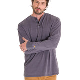 Camiseta Burnout Manga Larga Henley Para Hombre Color Gris-1