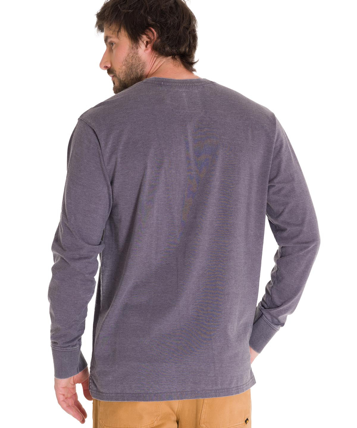 Camiseta Burnout Manga Larga Henley Para Hombre Color Gris-3