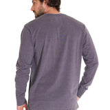 Camiseta Burnout Manga Larga Henley Para Hombre Color Gris-3